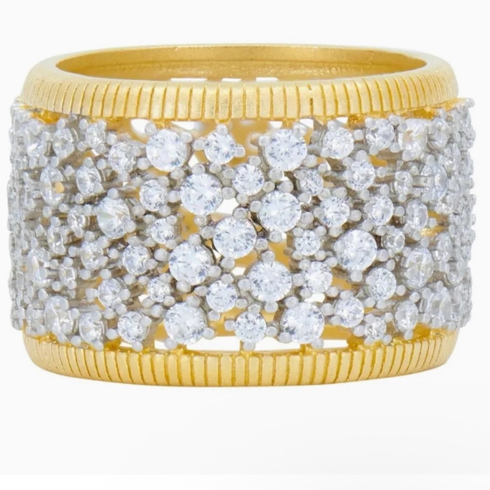 New Freida Rothman shining hope sterling silver Gold plated pave ring - Picture 7 of 10